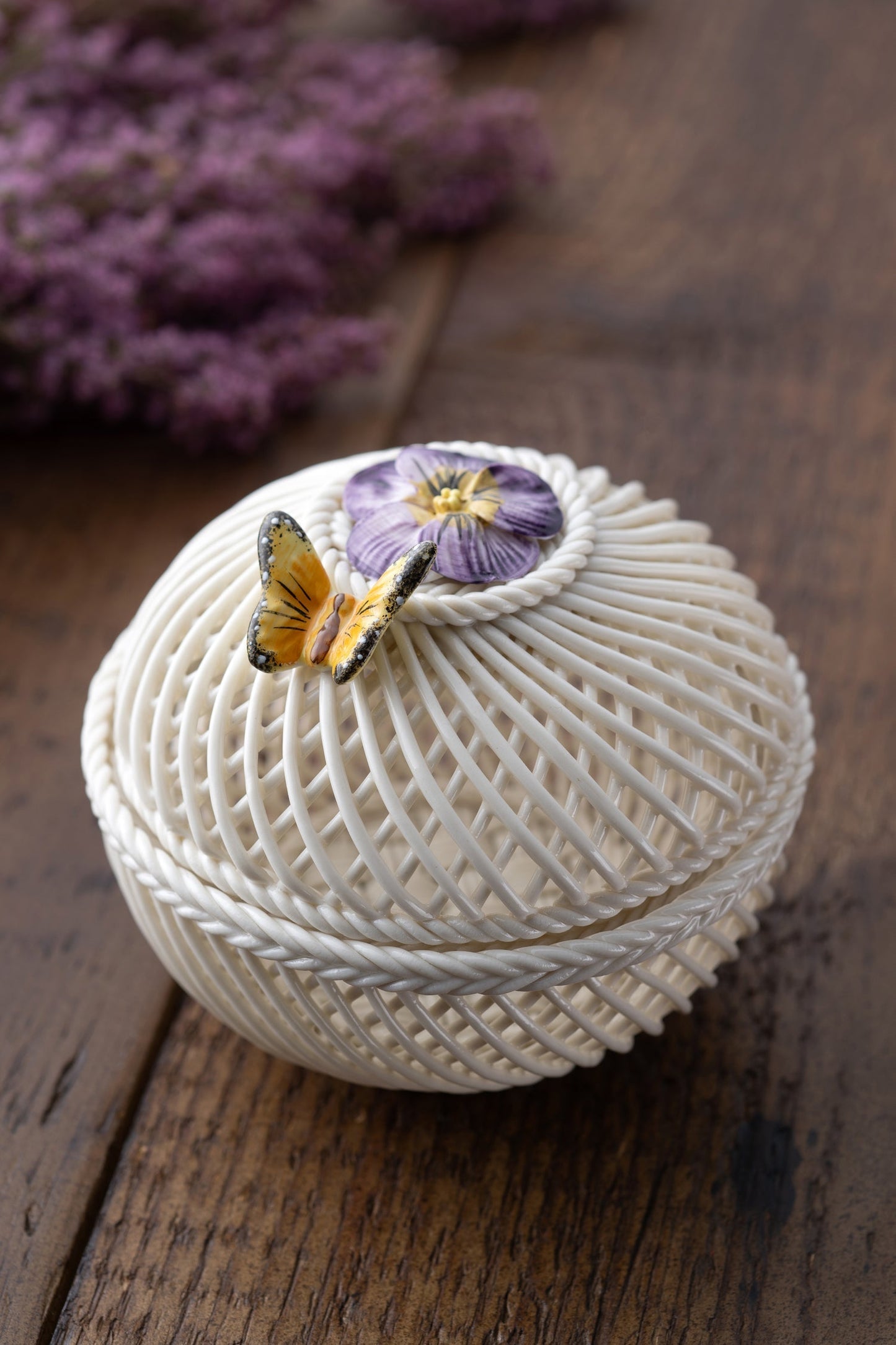 Belleek February Viola Basket
