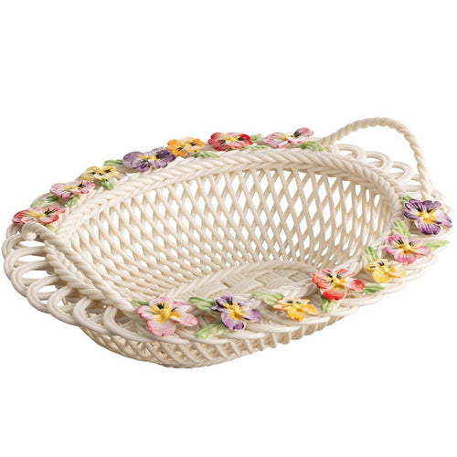 Belleek Pansy Oval Basket
