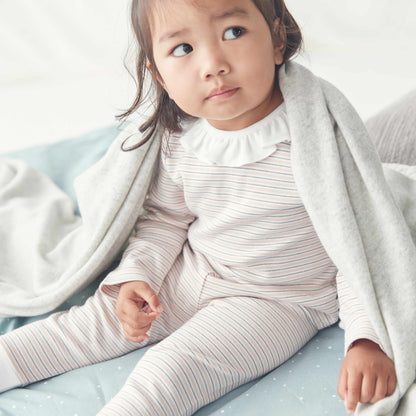 Blush & Khaki Stripe Ruffle T-Shirt & Leggings Set