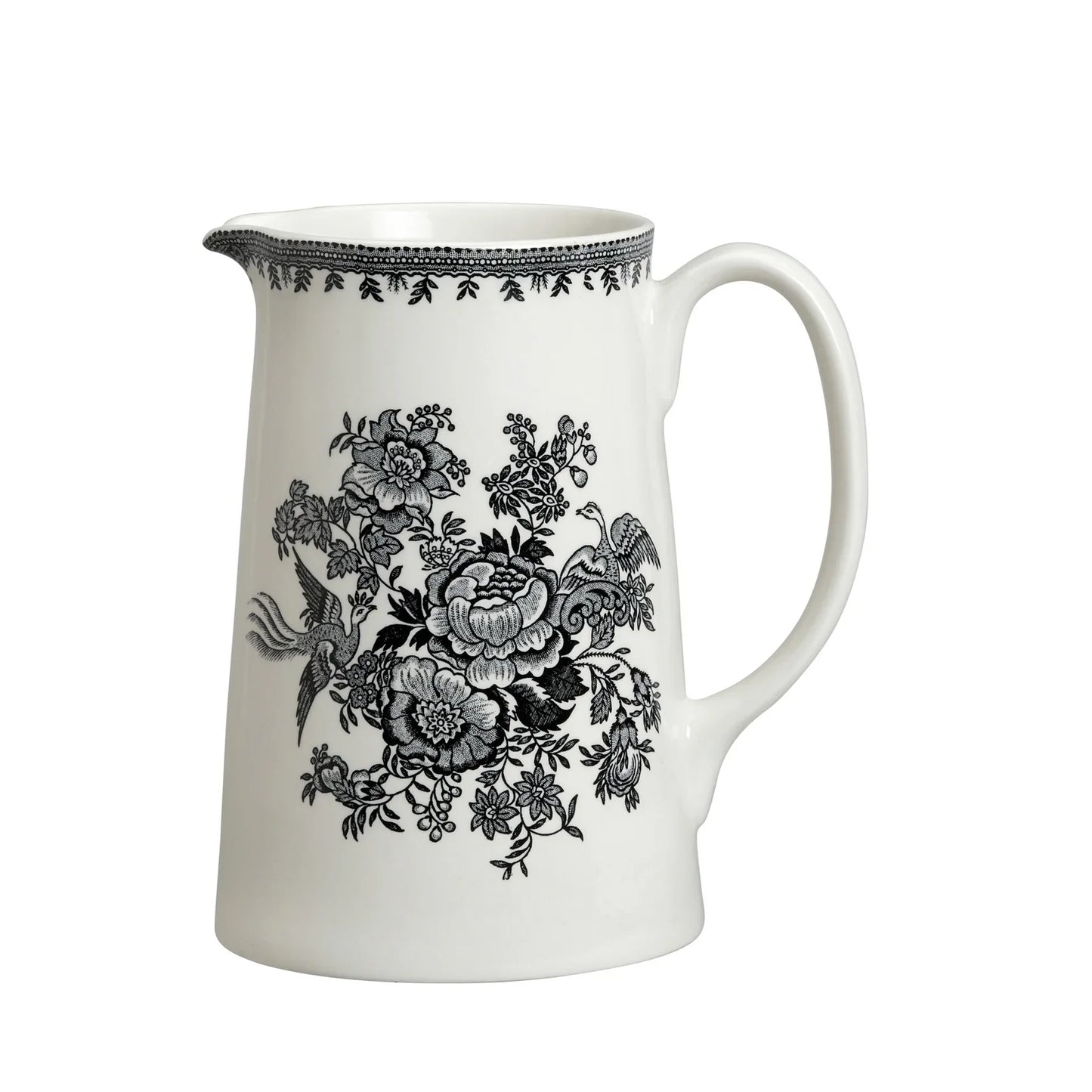 Burleigh Black & White Asiatic Pheasants Large Tankard Jug 1.1L/2pt