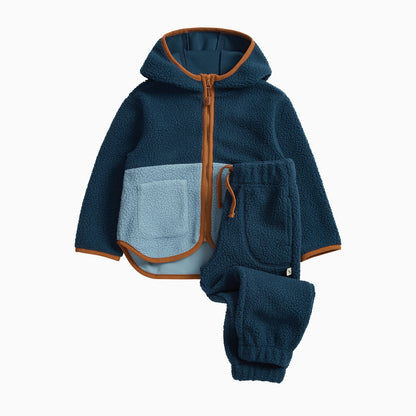 KIDLY by MORI Colourblock Sherpa Zip Through & Jogger Outfit
