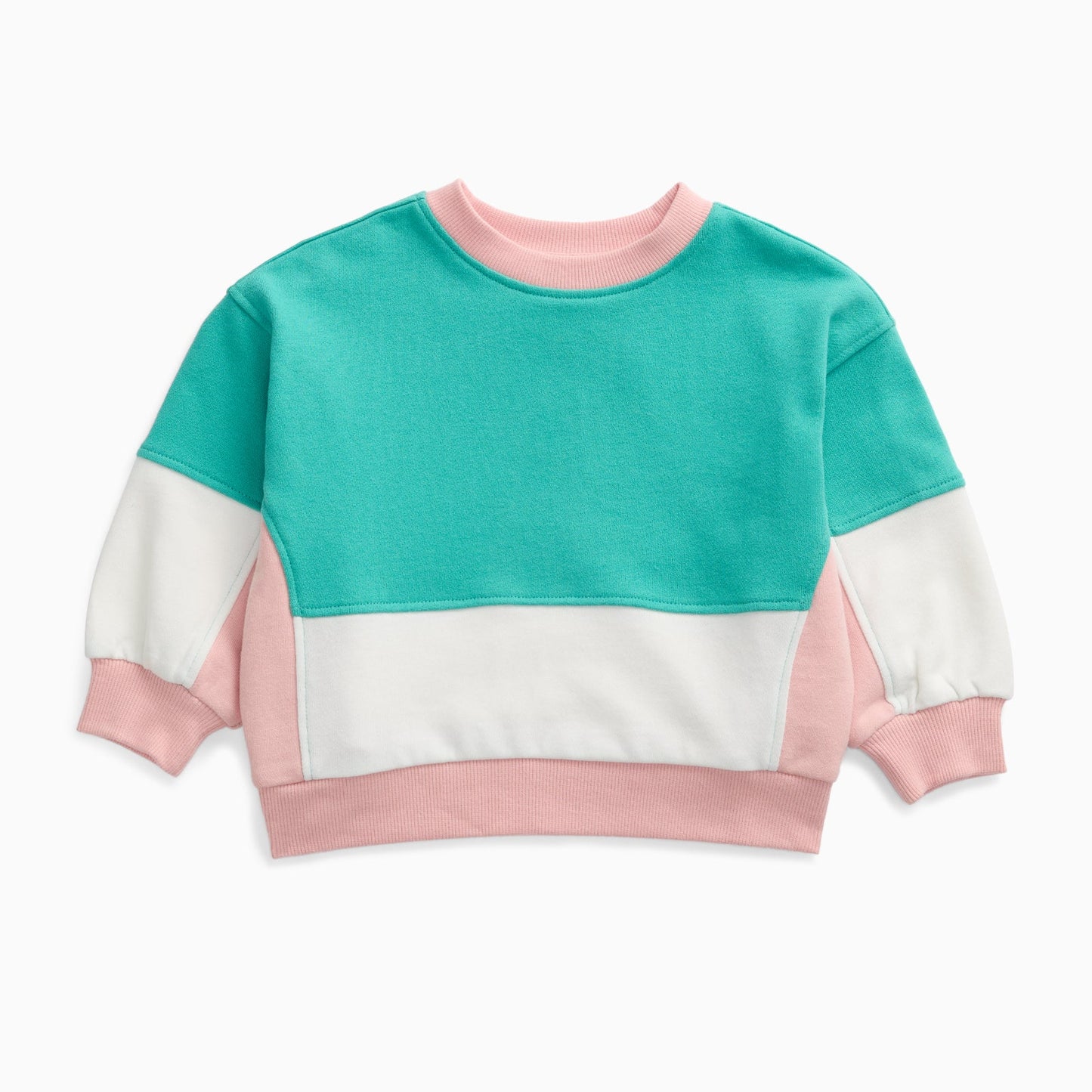 KIDLY by MORI Colourblock Sweatshirt - Green & Pink