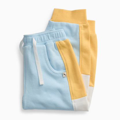 KIDLY by MORI Colourblock Joggers - Blue & Yellow