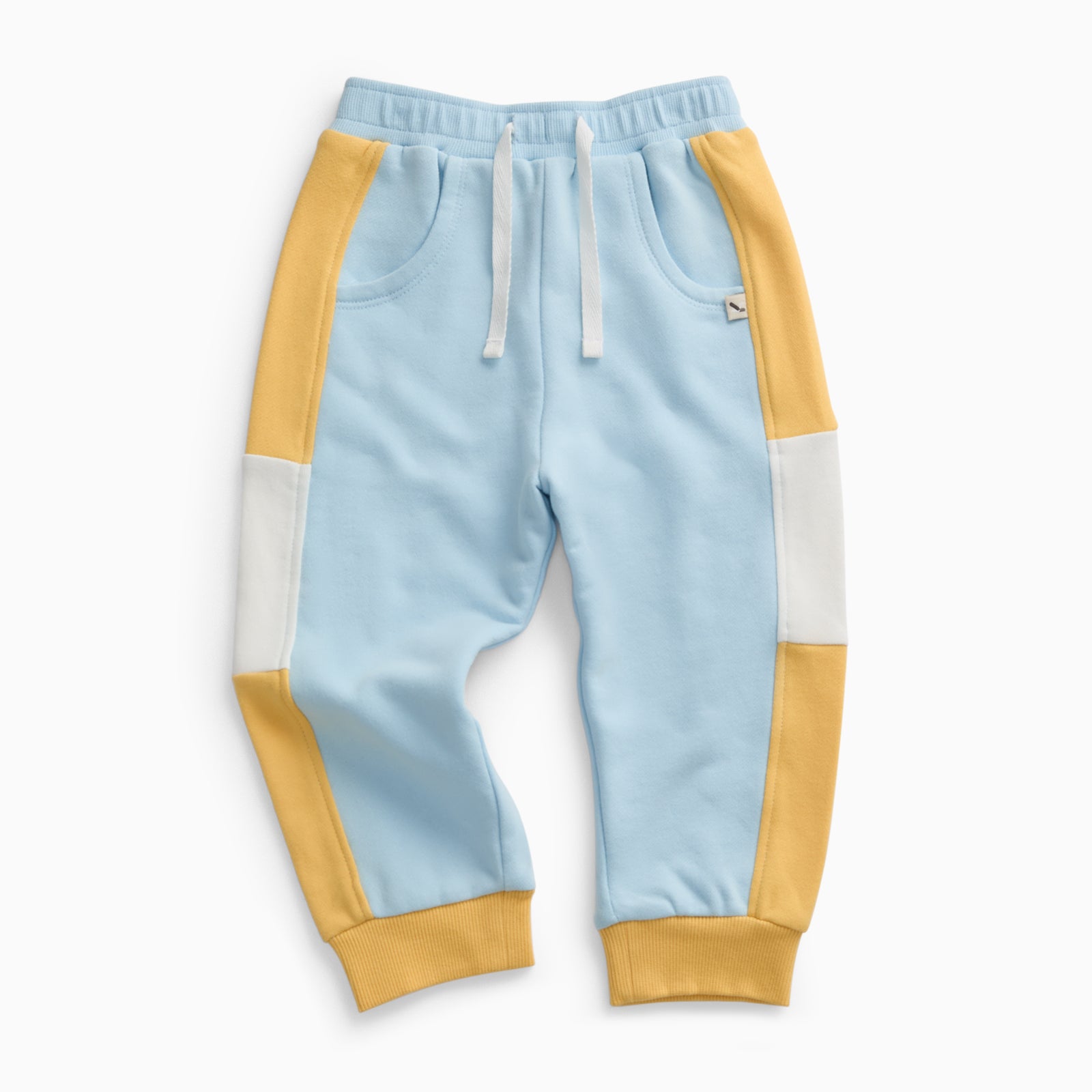 KIDLY by MORI Colourblock Joggers - Blue & Yellow
