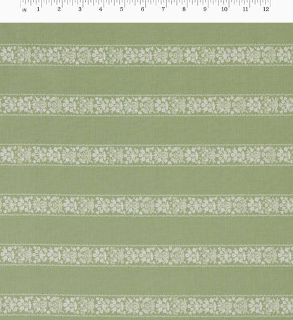 Estee Stripe Cotton Fabric - Sage