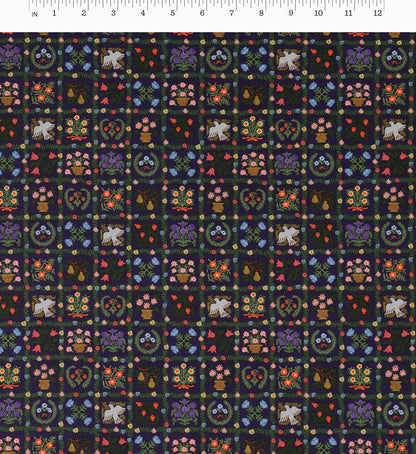 Helena Cotton Fabric - Navy