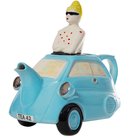 Ceramic Inspirations Blue Bubble Car Teapot