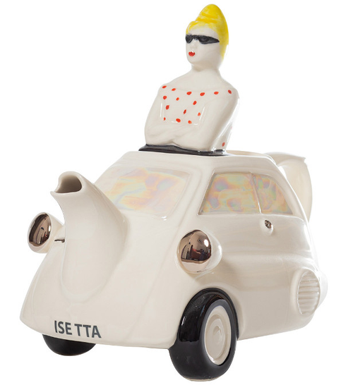 Ceramic Inspirations Cream Bubble Car Teapot