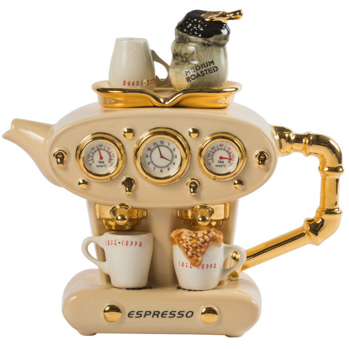 Ceramic Inspirations Double Espresso Cream Teapot
