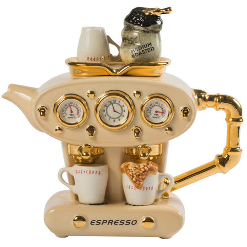 Ceramic Inspirations Double Espresso Cream Teapot