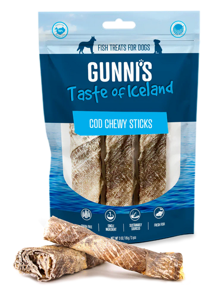 Gunni's a Taste of Iceland Cod Chewy Sticks 3 Pack