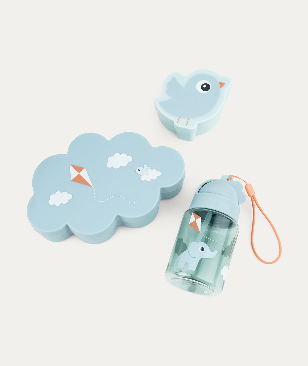 Done By Deer Lunch & Snack Box with straw Bottle Playground Blue
