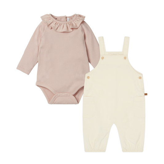 Corduroy Dungarees & Frilled Bodysuit Outfit
