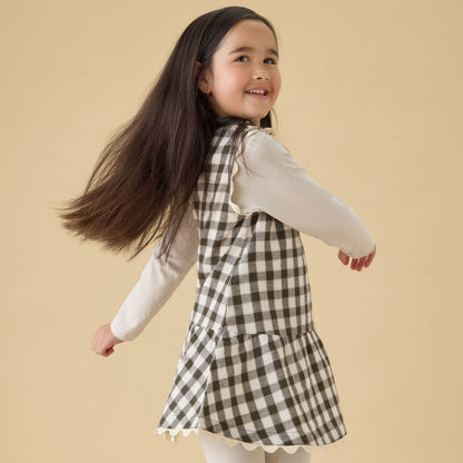 KIDLY by MORI Checked Pinafore Dress