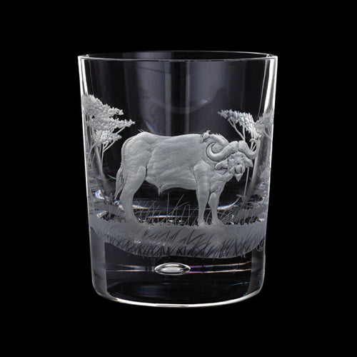 Dartington Crystal Hand Engraved Majestic Wildlife Buffalo Tumbler