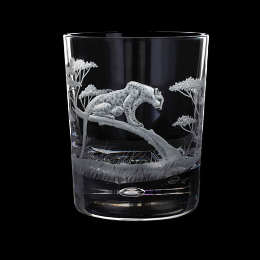 Dartington Crystal Hand Engraved Majestic Wildlife Leopard Tumbler