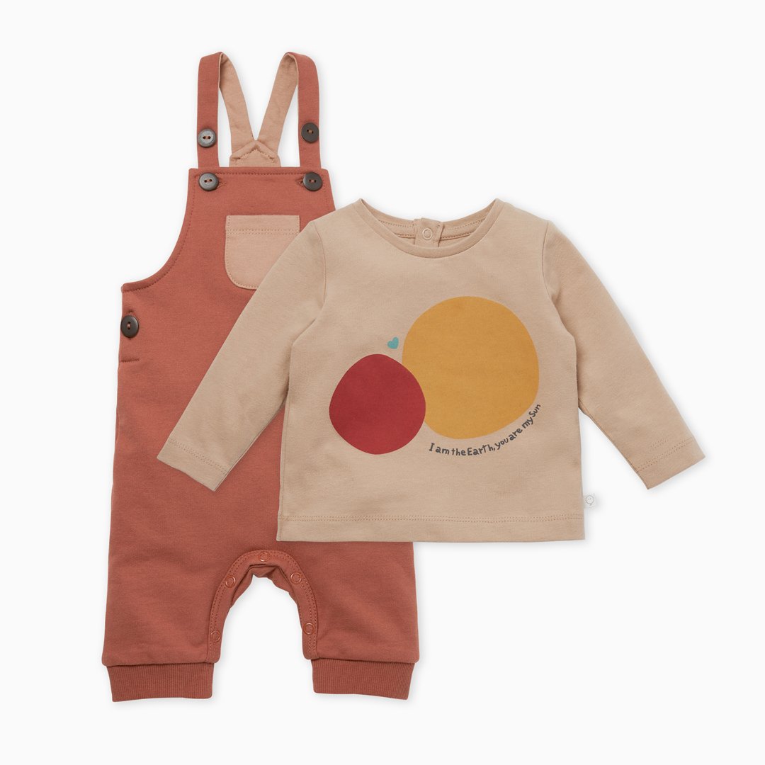 Caramel & Terracotta Dungarees and T-Shirt Set