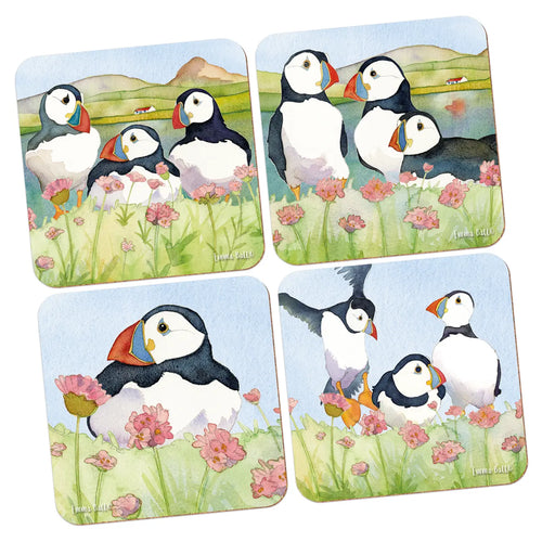 Emma Ball Sea Thrift Puffin Coasters Pack of 4