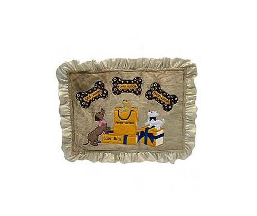 Luna Blue Furry Vuiton Monogram Bone Mat