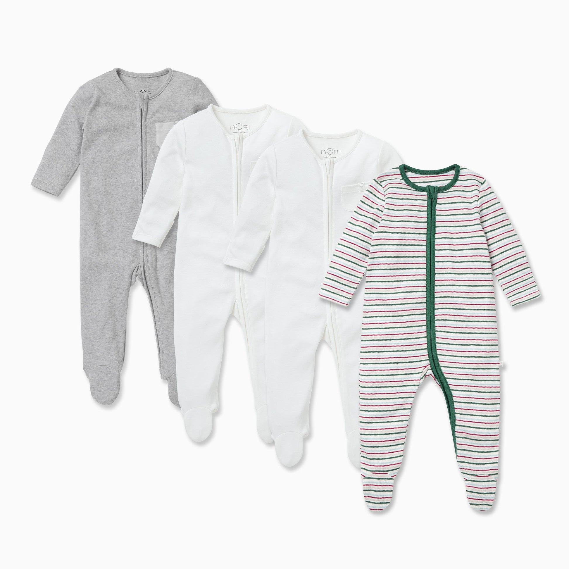 Festive Zip-Up Sleepsuit 4 Pack