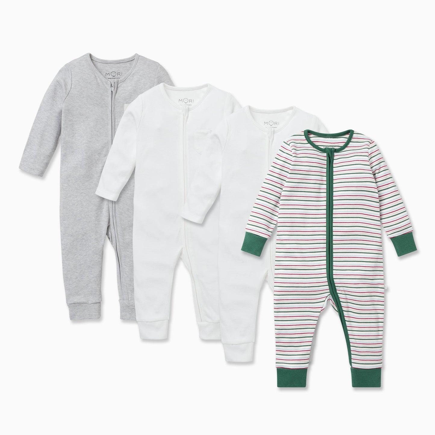 Festive Zip-Up Sleepsuit 4 Pack