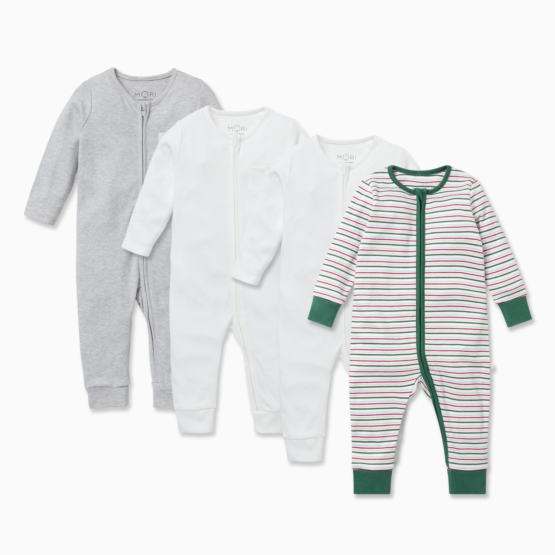 Festive Zip-Up Sleepsuit 4 Pack