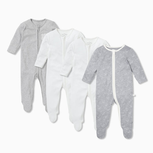 Fox Zip-Up Sleepsuit 4 Pack