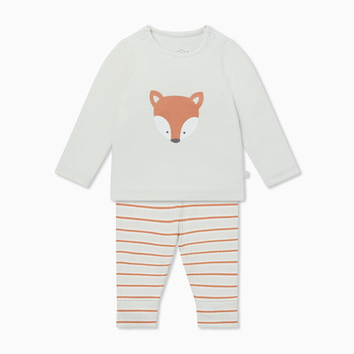 Fox T-Shirt & Striped Ribbed Leggings Outfit