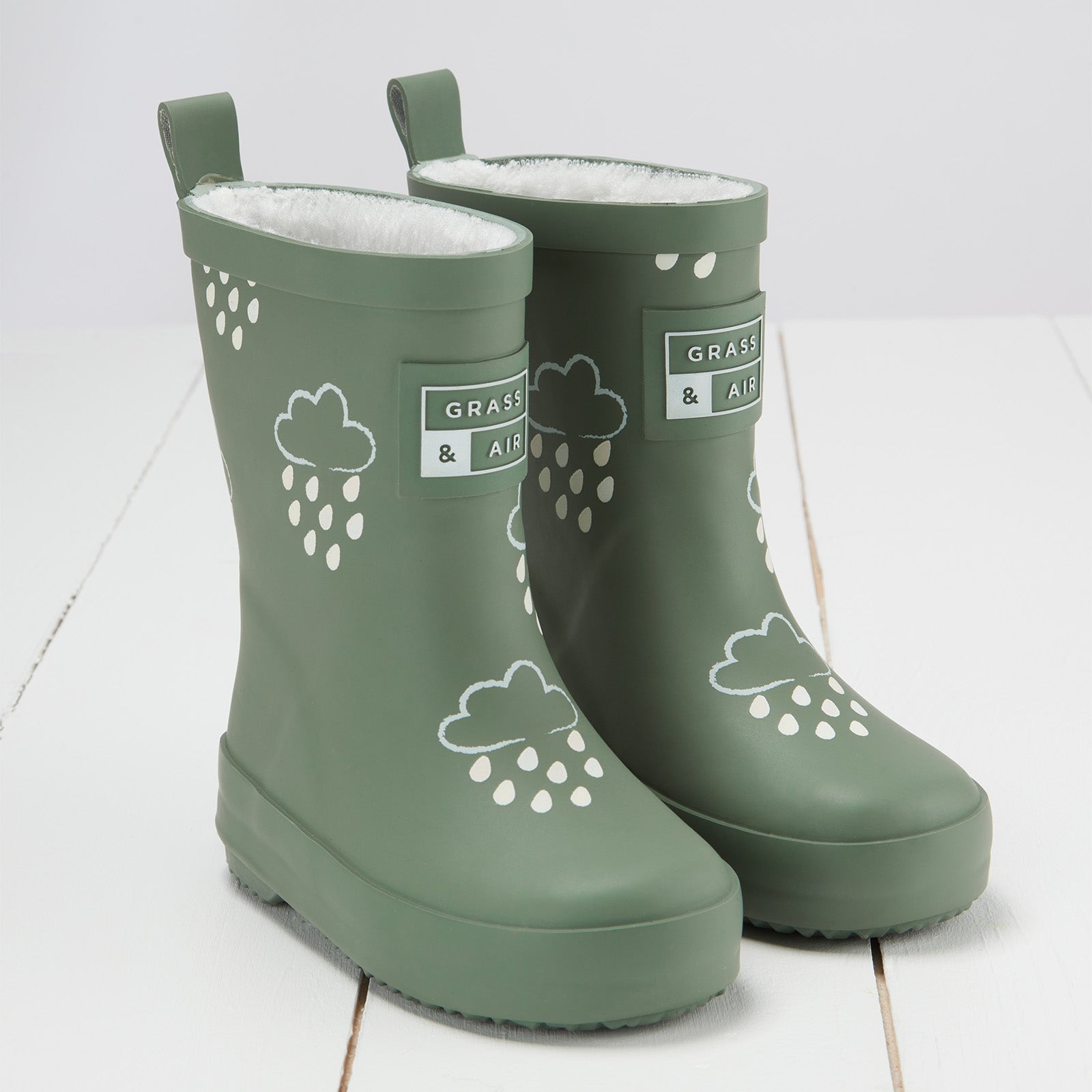 Grass & Air Colour-Revealing Wellies with Teddy Fleece Lining