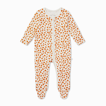 Giraffe Spot Ribbed Clever Zip Sleepsuit