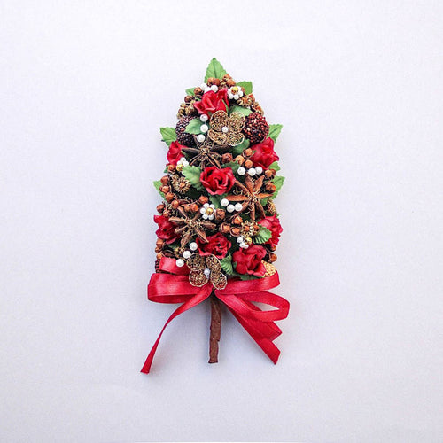 Goviers Christmas Rose & Star Anise  Small Half Tree - Ruby - DELIVERY OCTOBER