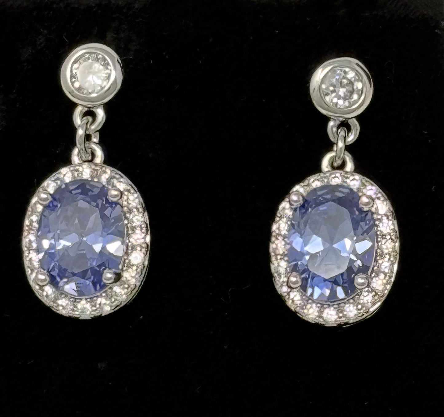 Goviers Cubic Zirconia Tanzanite, White Topaz & Silver Earrings