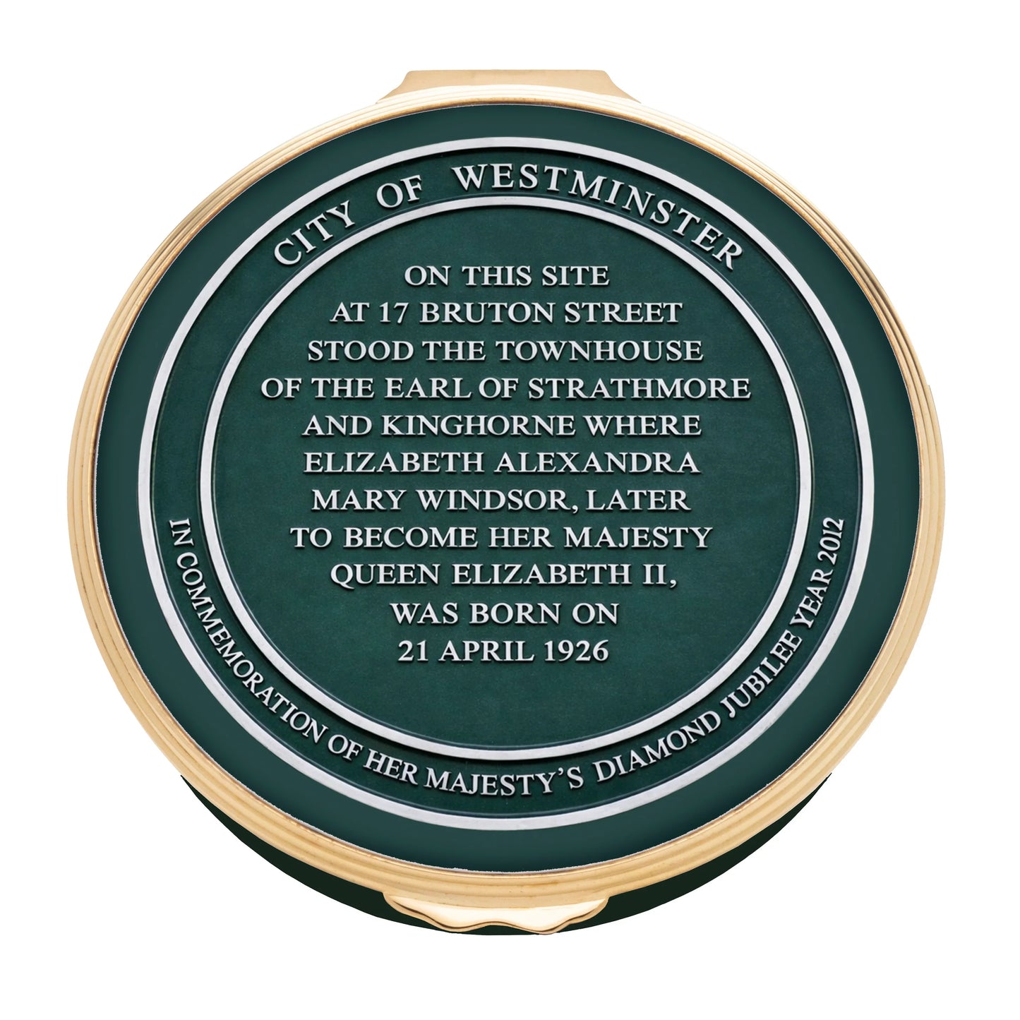 Halcyon Days Her Majesty Queen Elizabeth II - Bruton Street Enamel Box