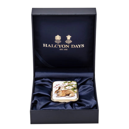 Halcyon Days Woodland Rabbit in the Snow Enamel Box