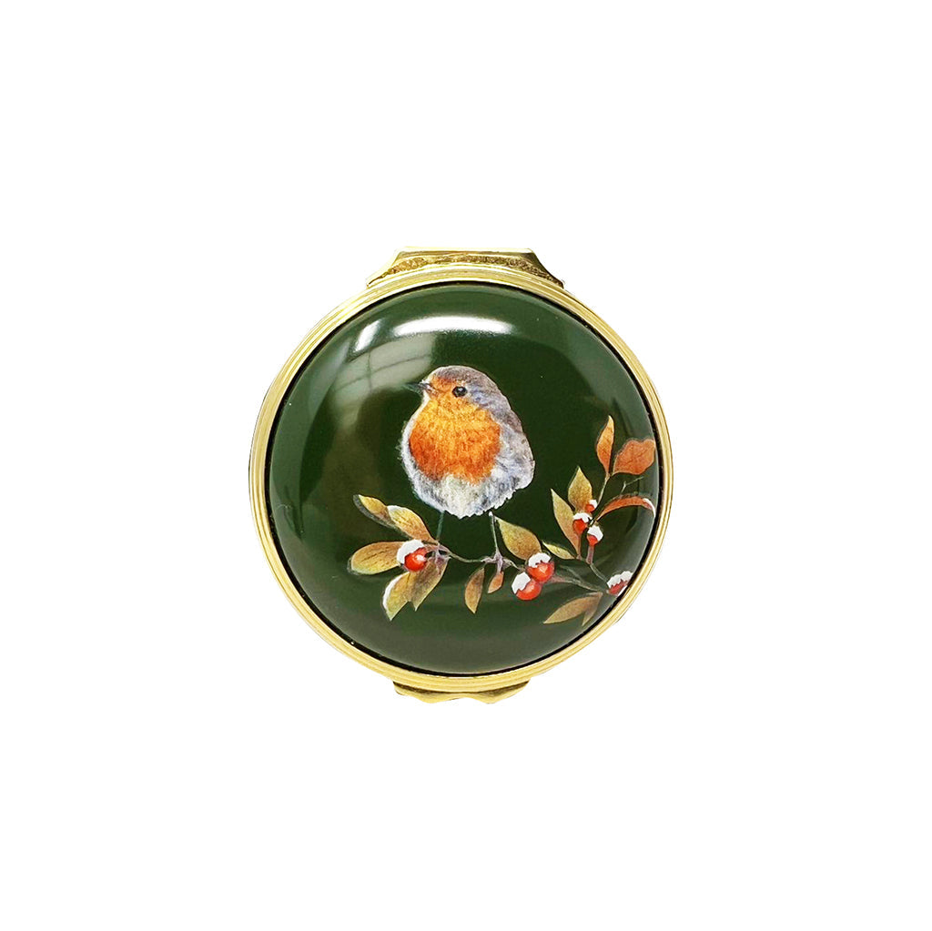 Halcyon Days Woodland Wildlife Robin Enamel Box