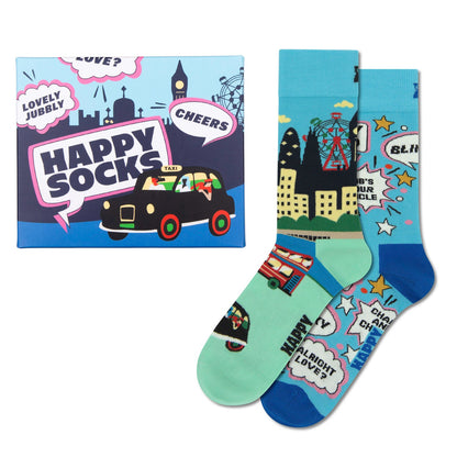 Happy Socks 2 Pack Slang Socks Gift Set - London Edition - 41-46