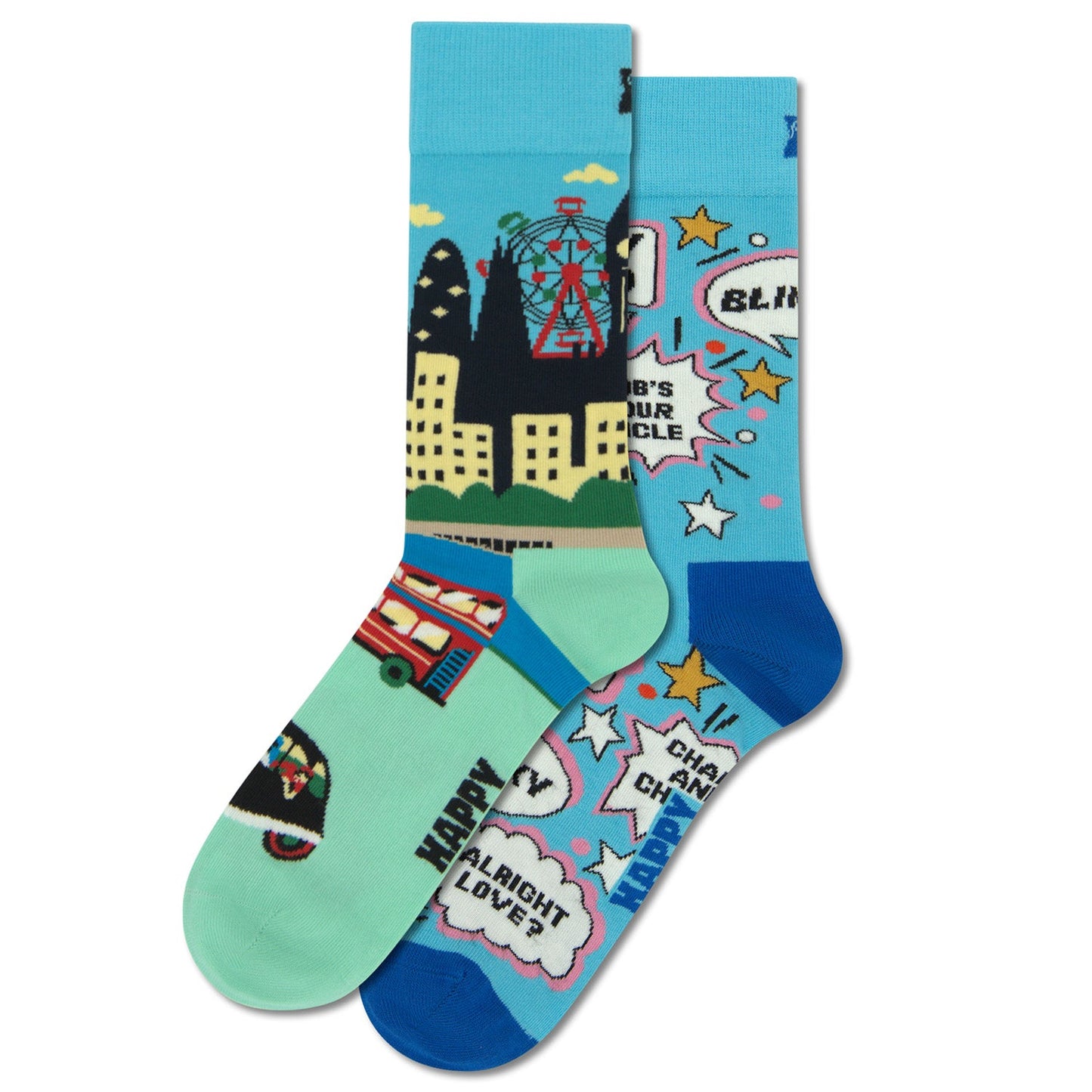 Happy Socks 2 Pack Slang Socks Gift Set - London Edition - 41-46