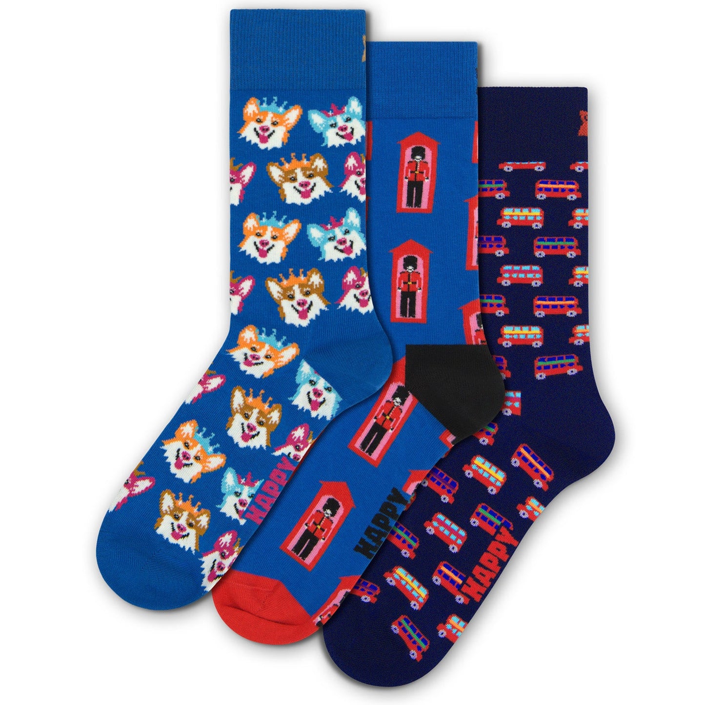 Happy Socks 3 Pack Guard Socks Gift Set - London Edition - 41-46