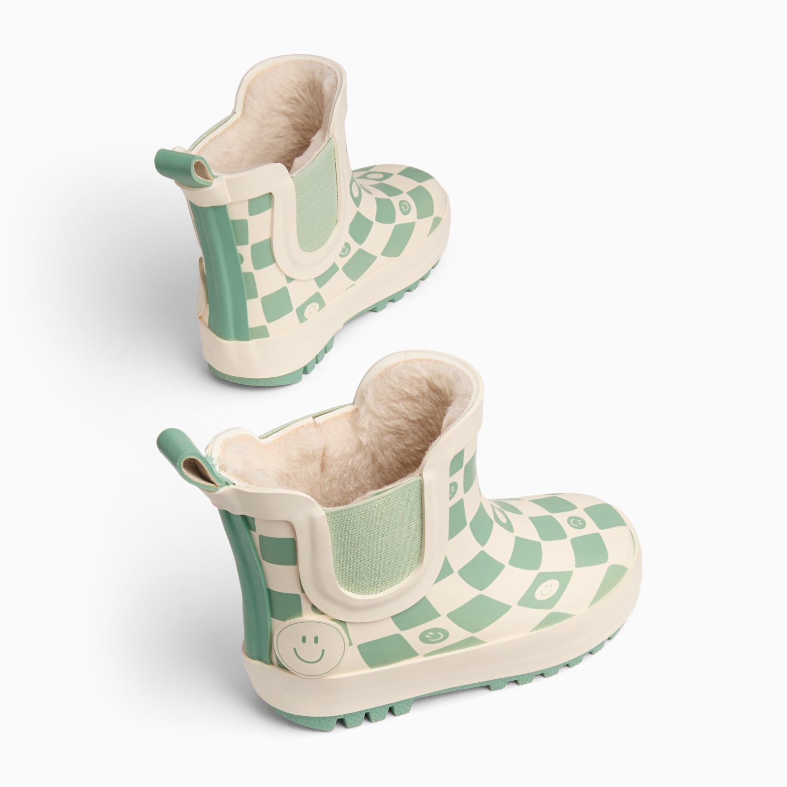 KIDLY by MORI Check Short Wellies - Sage