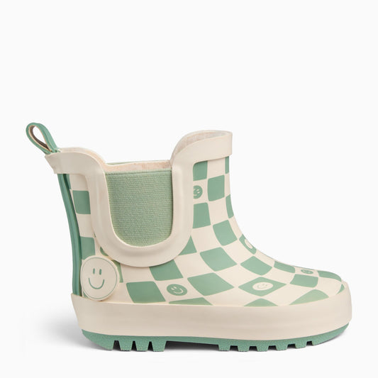 KIDLY by MORI Check Short Wellies - Sage
