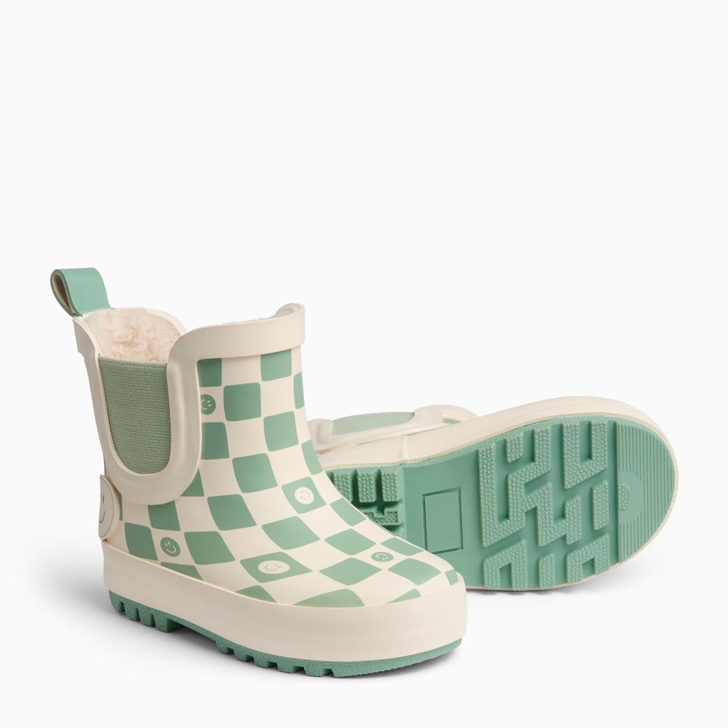 KIDLY by MORI Check Short Wellies - Sage
