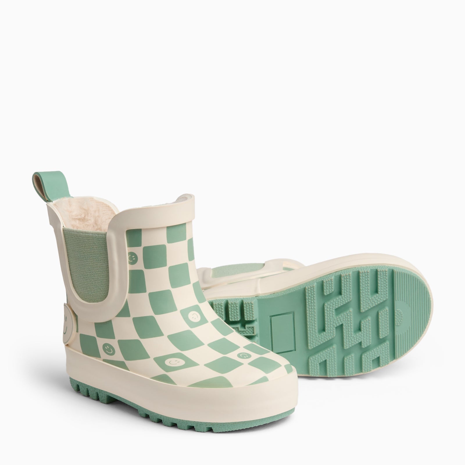 KIDLY by MORI Check Short Wellies - Sage