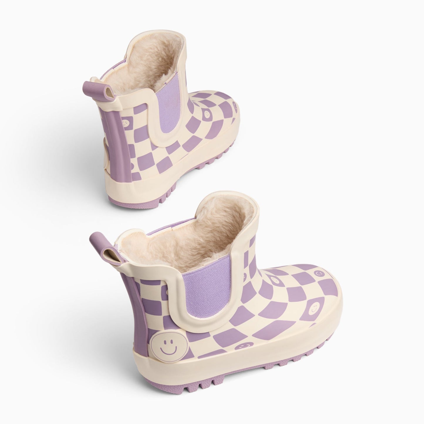 KIDLY by MORI Check Short Wellies - Lilac