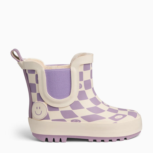 KIDLY by MORI Check Short Wellies - Lilac