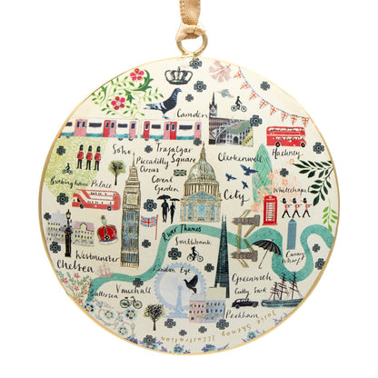 Josie Shenoy Map Of London Round Metal Christmas Decoration