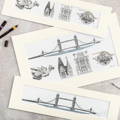 Katherine Jones Tower Bridge Print - 20 x 6 Inches