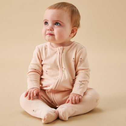 Ballerina & Ribbed Clever Zip Sleepsuit 3 Pack