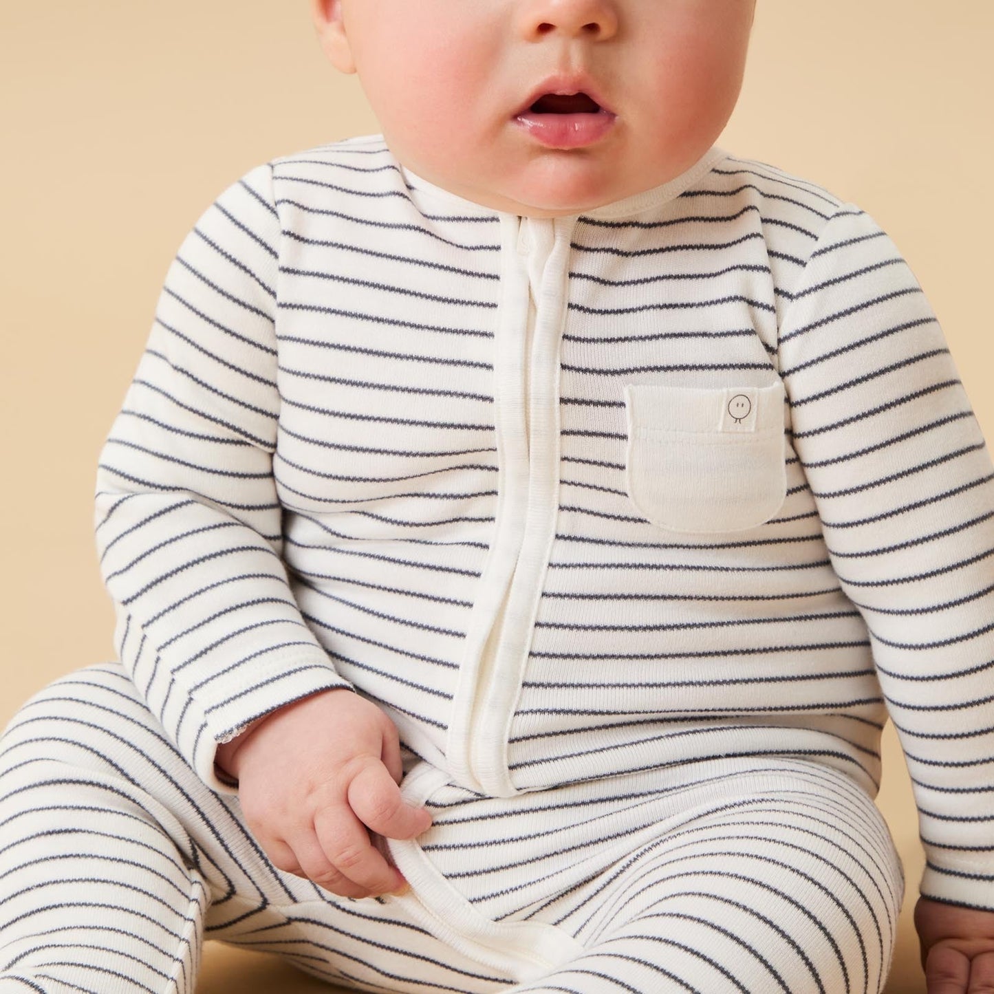 Clever Zip Sleepsuit - Grey Stripe