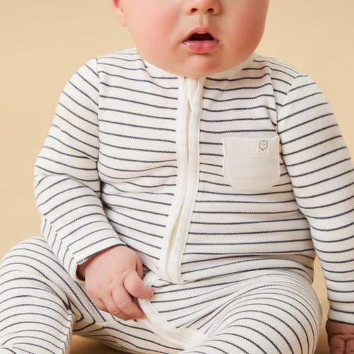 Clever Zip Sleepsuit - Grey Stripe