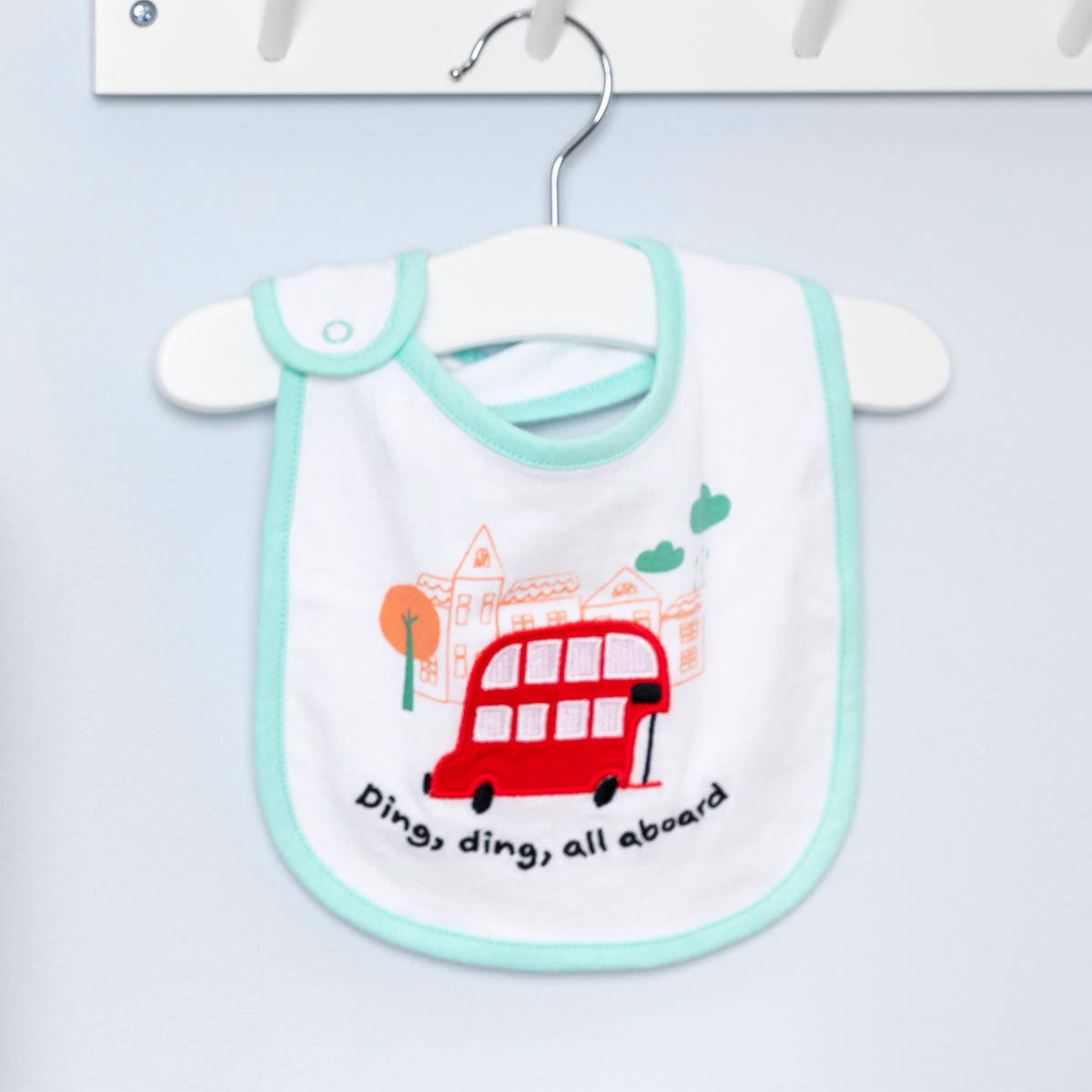 Little Red Bus All Aboard Baby Bib